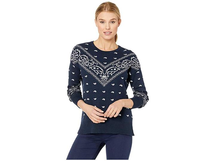 Lucky Brand Bandana Print Sweater (navy Multi) Women's Sweater
