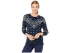 Lucky Brand Bandana Print Sweater (navy Multi) Women's Sweater