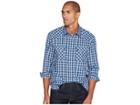 Pendleton Long Sleeve Frontier (navy/white Small Plaid) Men's Clothing