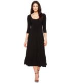 Kamalikulture By Norma Kamali Three-quarter Sleeve Reversible Scoop Neck Flaired Dress (black) Women's Dress