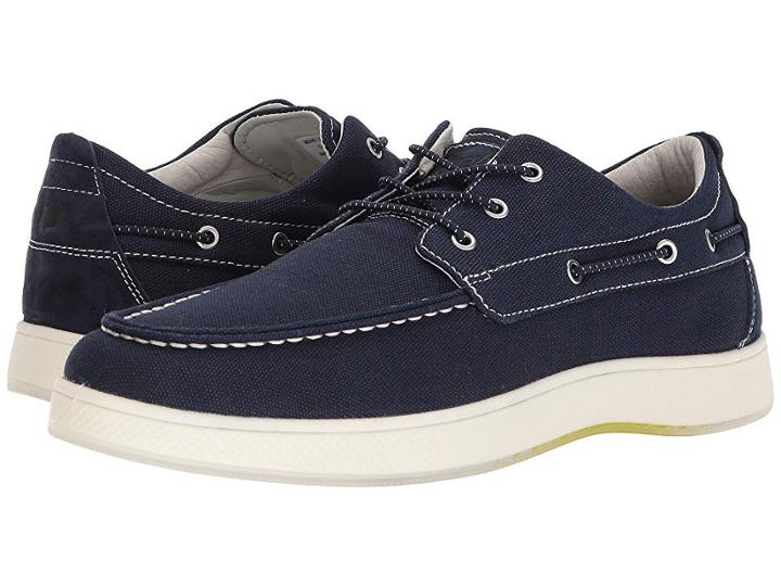 Florsheim Edge Moc Toe Boat Shoe (navy Canvas/navy Nubuck) Men's Lace Up Casual Shoes