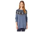 Chaps Cotton Blend Long Sleeve Sweater (indigo Multi) Women's Sweater
