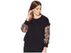 Cece Mix Media Ruffled Sweatshirt (rich Black) Women's Sweatshirt