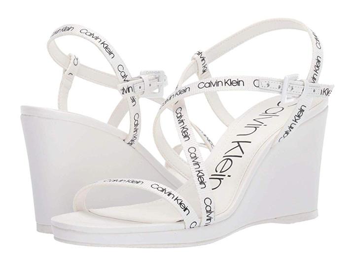 Calvin Klein Bellemine (white Logo Webbing) Women's Shoes