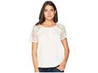 Lucky Brand Lace-up Peasant Top (marshmallow) Women's Clothing