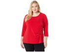 Calvin Klein Plus Plus Size 3/4 Sleeve Knit With Lacing (rouge) Women's Clothing