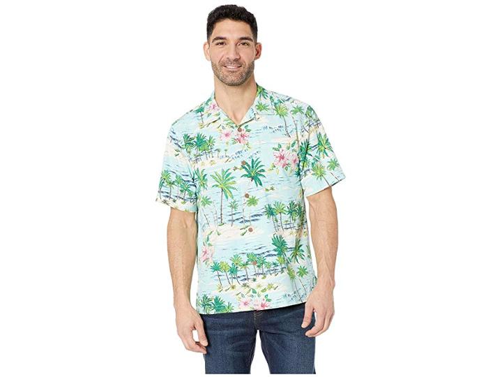 Tommy Bahama Aloha Surf Hawaiian Shirt (blue Swell) Men's Clothing