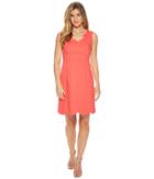 Adrianna Papell Elsa Cotton Nylon Scalloped A-line (strawberry Pink) Women's Dress