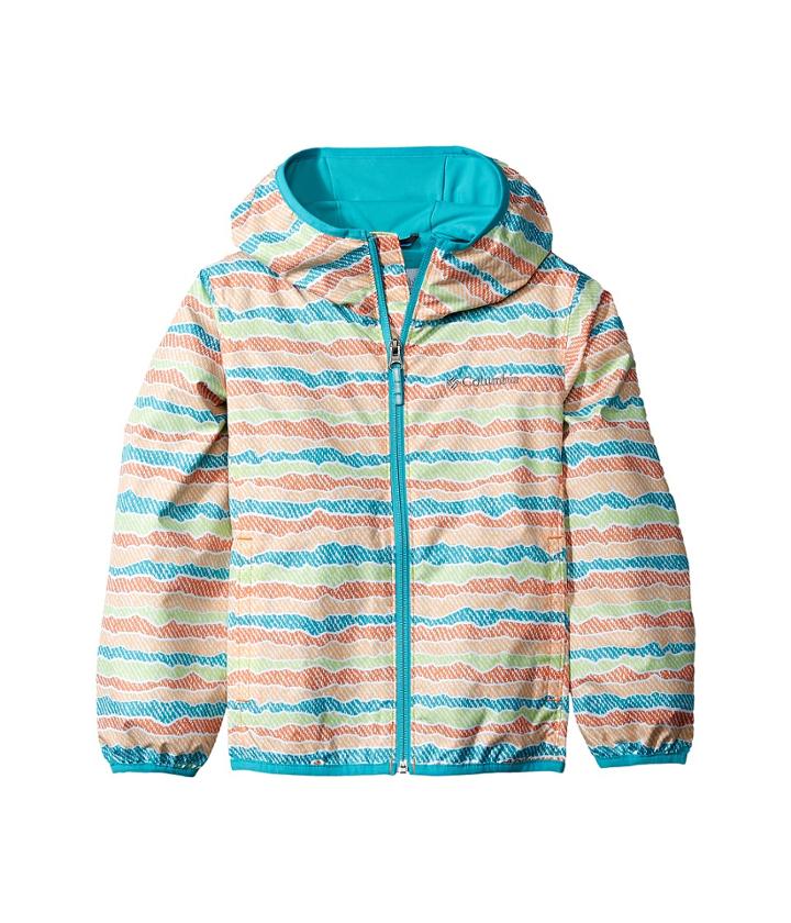 Columbia Kids Pixel Grabbertm Ii Wind Jacket (little Kids/big Kids) (peach Stripe/geyser) Girl's Coat