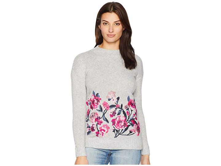 Joules Penny Embroidered Sweater (grey Marl) Women's Sweater