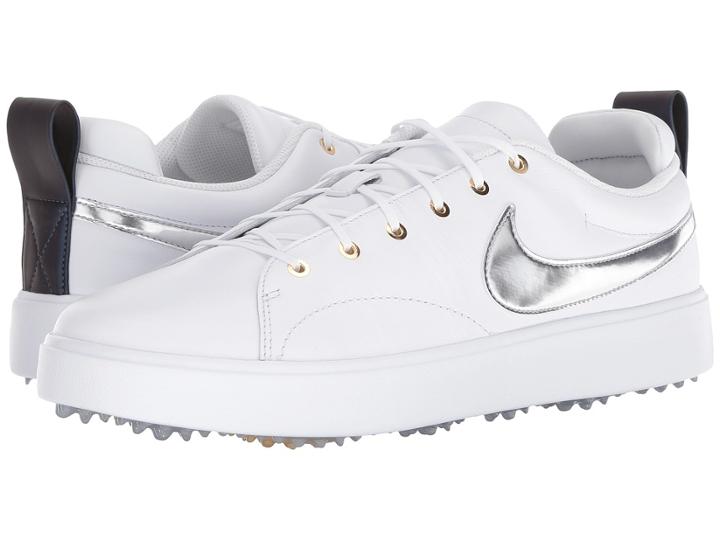 Nike Golf Course Classic (white/metallic Silver/metallic Gold) Men's Golf Shoes