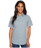 Nau Short Sleeve Skipline Shirt (slate Stripe) Women's Short Sleeve Button Up