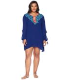 La Blanca Plus Size Leaf It To Me Cool Shoulder Tunic Cover-up (midnight) Women's Swimwear