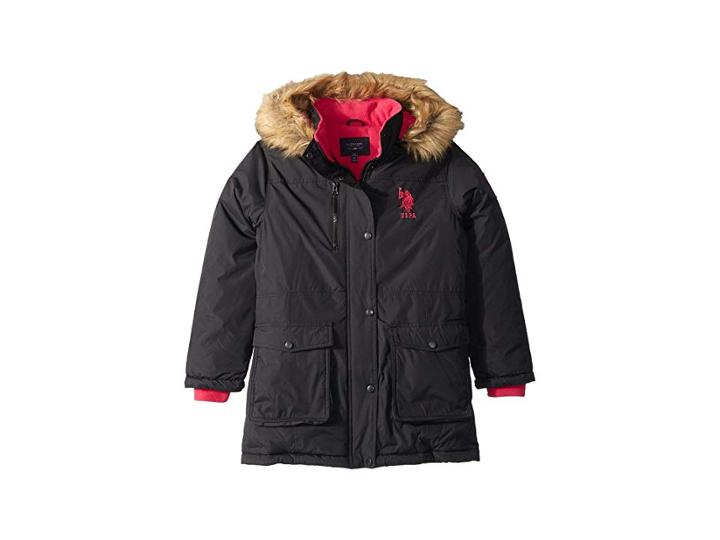 U.s. Polo Assn. Kids Parka (big Kids) (black) Girl's Coat
