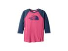 The North Face Kids Tri-blend 3/4 Sleeve Tee (little Kids/big Kids) (petticoat Pink/blue Wing Teal (prior Season)) Girl's Clothing