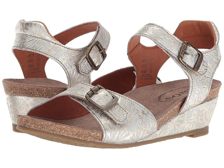 Taos Footwear Traveler (silver Floral Embossed) Women's Sling Back Shoes