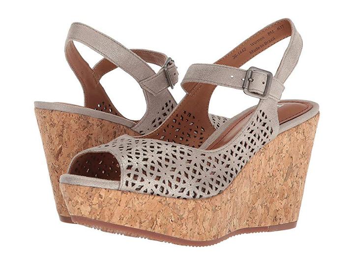 Trask Patti (bone Metallic Suede) Women's Wedge Shoes