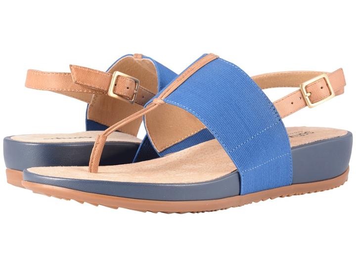 Softwalk Daytona (navy/tan Elastic/soft Leather) Women's Sandals