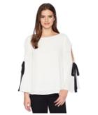 Vince Camuto Bell Sleeve Tie Cold Shoulder Blouse (new Ivory) Women's Blouse