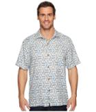 Tommy Bahama Wellington Geo Islandzone Camp Shirt (fog Grey) Men's Clothing