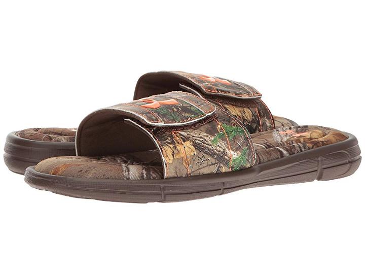 Under Armour Ua Ignite Camo V Slide (cleveland Brown/blaze Orange) Men's Basketball Shoes