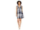 Mod-o-doc Linen Plaid Pullover Swingy Tank Dress (navy) Women's Dress