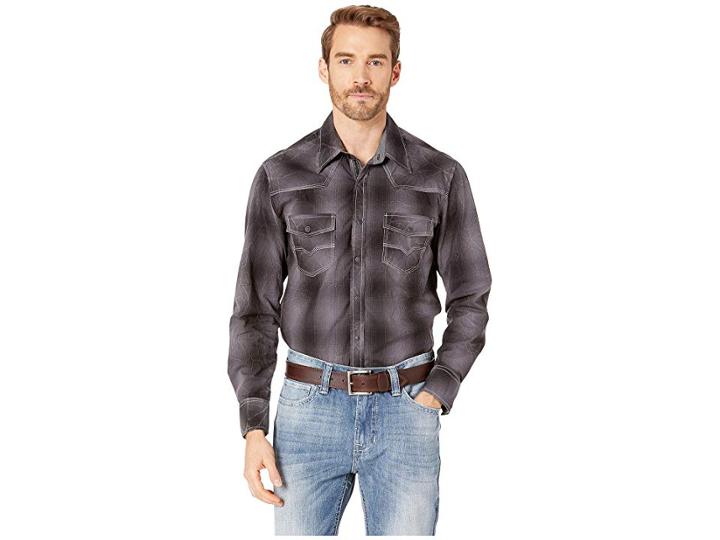 Rock And Roll Cowboy Long Sleeve Snap B2s8018 (charcoal) Men's Long Sleeve Button Up