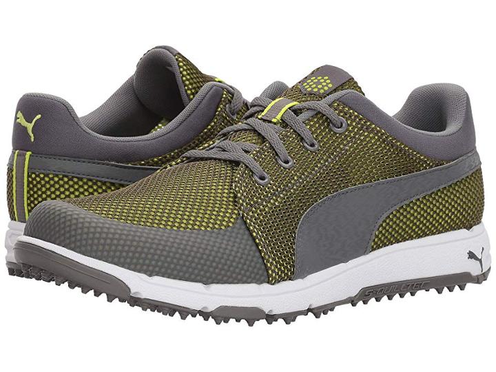 Puma Golf Grip Sport Tech (quiet Shade/quiet Shade/acid Lime) Men's Golf Shoes