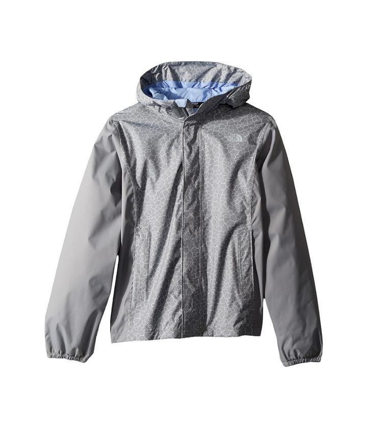 The North Face Kids Resolve Reflective Jacket (little Kids/big Kids) (mid Grey Crackle Print/mid Grey/collar Blue) Girl's Coat