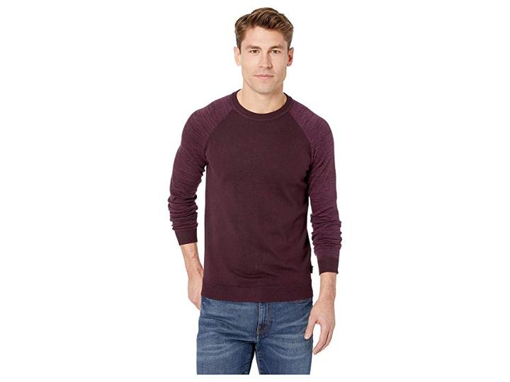 Ted Baker Cornfed Long Sleeve Raglan Sleeve Crew Sweater (dark Red) Men's Sweater