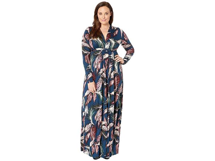 Rachel Pally Plus Size Long Sleeve Full-length Caftan (feather Print) Women's Clothing