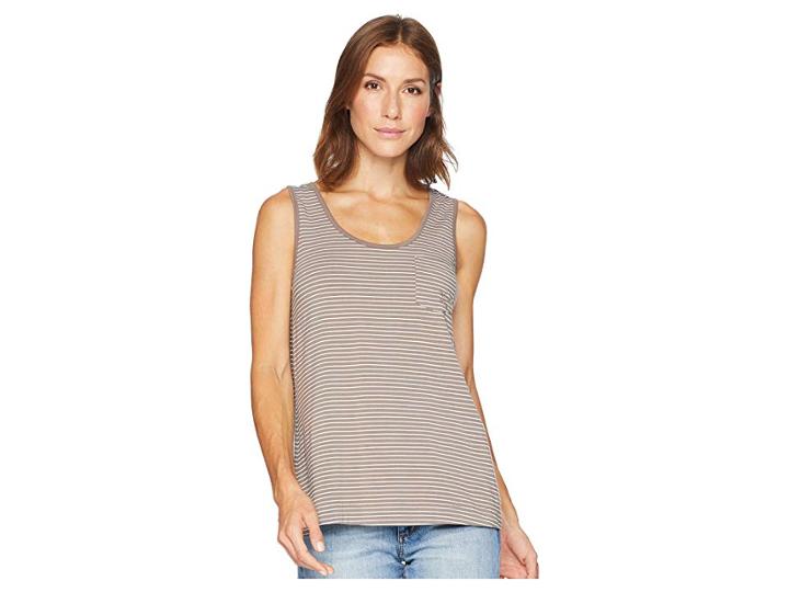 Fresh Produce Pinstripe Siesta Key Pocket Tank (portobello) Women's Sleeveless