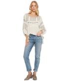 Free People Wild One Embroidered Top (ivory) Women's Blouse