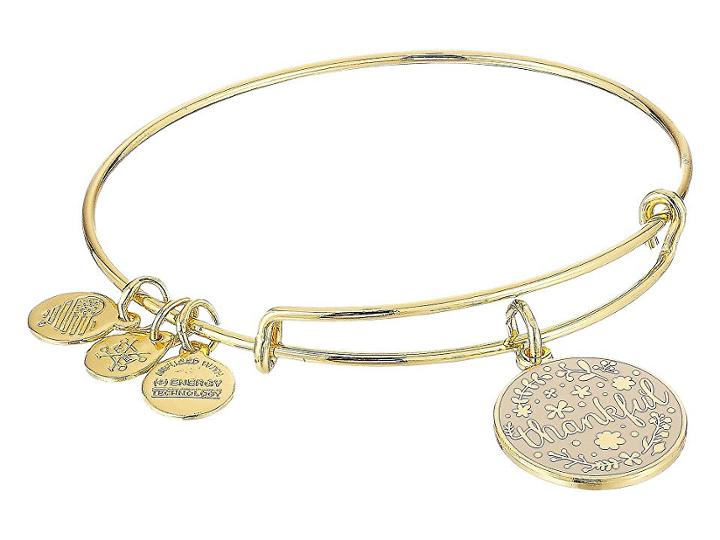 Alex And Ani Words Are Powerful Thankful Bangle (shiny Gold) Bracelet