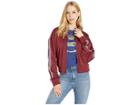 Juicy Couture Tricot Logo Stripe Jacket (claret) Women's Clothing