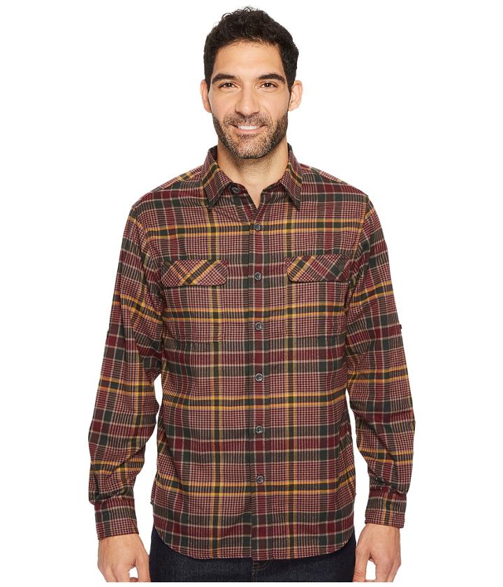 Woolrich Hiker's Trail Flannel Shirt Ii (port) Men's Long Sleeve Button Up