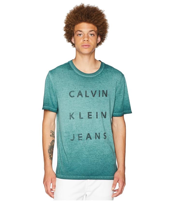 Calvin Klein Jeans Short Sleeve Reverse Calvin Logo Crew Neck Tee (pine Grove) Men's T Shirt