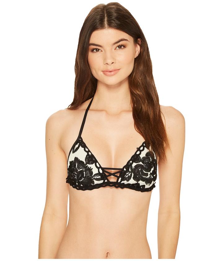 Isabella Rose Queen Of Hearts Triangle Bikini Top (black/white) Women's Swimwear