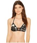 Isabella Rose Queen Of Hearts Triangle Bikini Top (black/white) Women's Swimwear