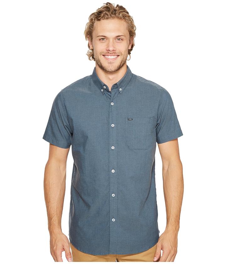 Rip Curl Ourtime Short Sleeve Shirt (slate Blue 1) Men's Clothing