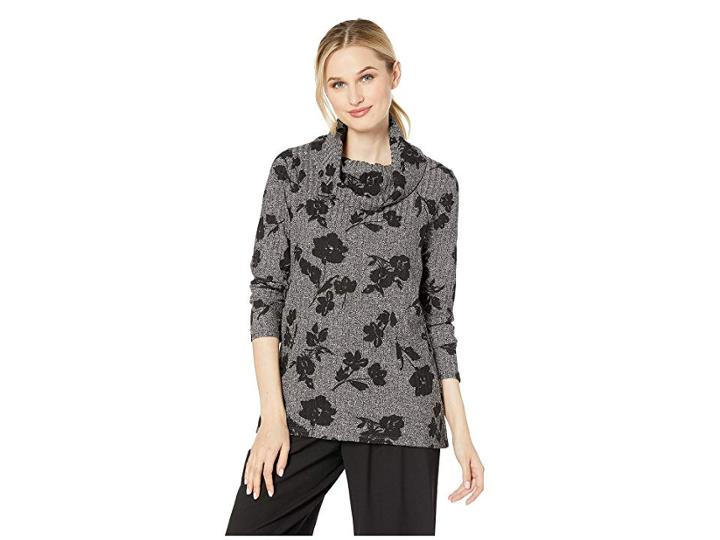 Tribal Long Sleeve Cowl Neck Top (grey Mix) Women's Long Sleeve Pullover