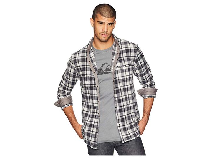Quiksilver Surf Days Flannel (quiet Shade Surf Days Check) Men's Long Sleeve Button Up