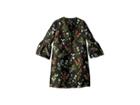 Oscar De La Renta Childrenswear Floral Ruffle Sleeve Button Up Jacket (big Kids) (black/green) Girl's Coat