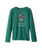 Life Is Good Kids Snow Football Long Sleeve Crusher Tee (little Kids/big Kids) (heather Forest Green) Boy's T Shirt