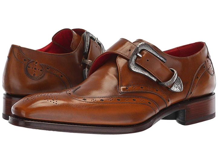 Jeffery-west Taboo Coop Hammered Buckle Monk Shoe (hand Burnished Tan) Men's Zip Boots