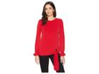 Michael Michael Kors Long Sleeve Tie Blouse Top (red Currant) Women's Clothing