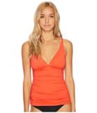 Tommy Bahama Pearl Over-the-shoulder Tankini (valencia Orange) Women's Swimwear