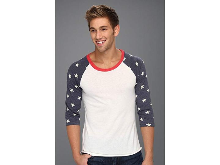 Alternative Printed Baseball Tee (stars) Men's Short Sleeve Pullover