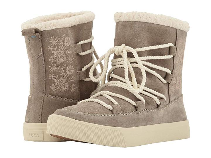 Toms Alpine Water-resistant Boot (desert Taupe Suede/faux Sherling) Women's Pull-on Boots