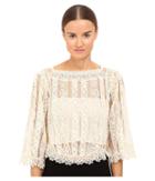 Red Valentino Point D'esprit Macrame Ribbons Blouse (ivory) Women's Blouse
